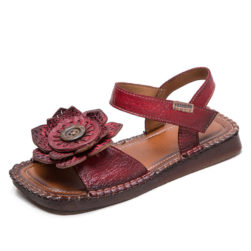 Women Retro Ethnic Casual Leather Summer Sandals Newgew Shoes