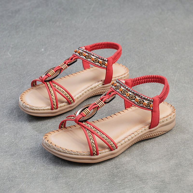 Women Handmade Plaited Summer Beach Sandals Newgew Shoes