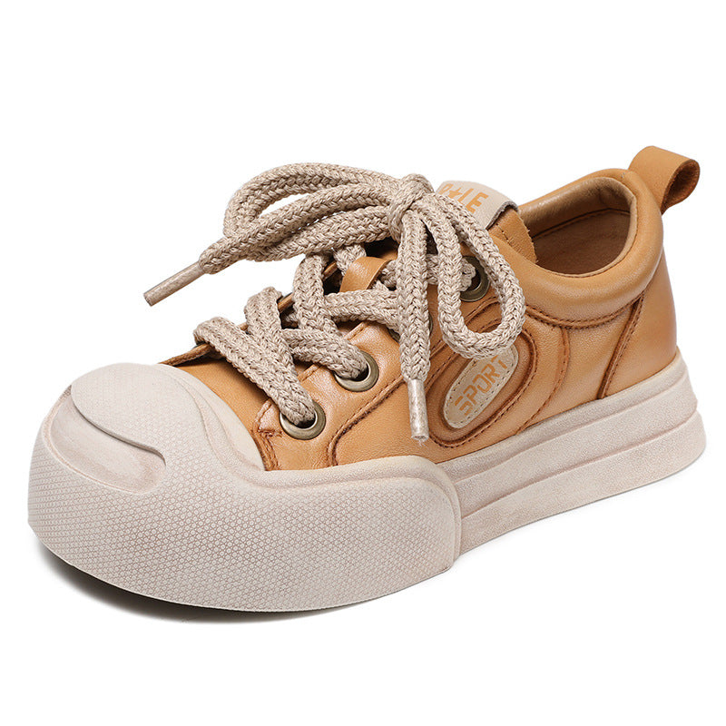 Women Leather Fashion Flat Casual Shoes Newgew Shoes