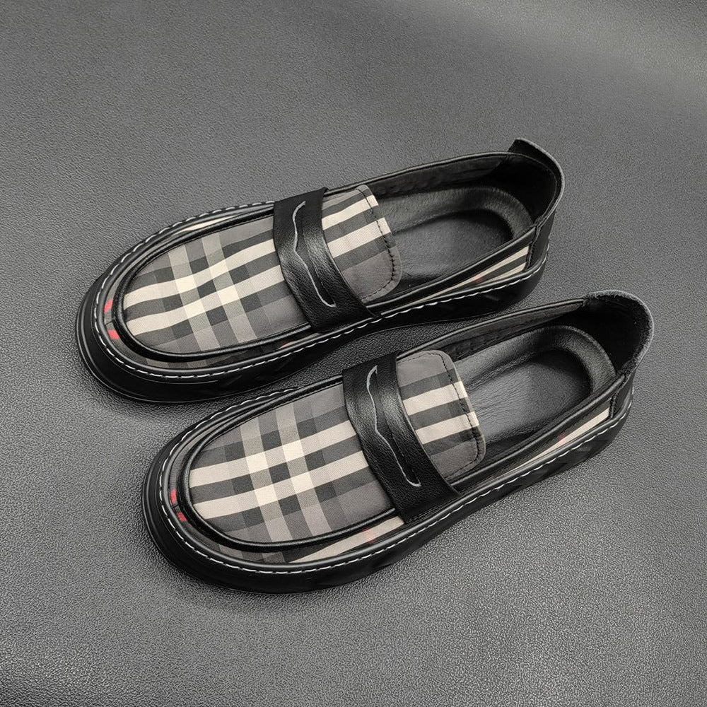 Men Casual Plaid Canvas Flat Loafers Newgew Shoes