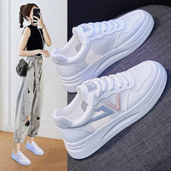 Women's Breathable White Mesh Summer Korean Style Canvas Shoes Newgew