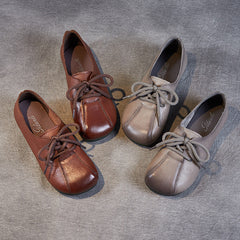 Women Retro Soft Leather Retro Flat Casual Shoes Newgew Shoes