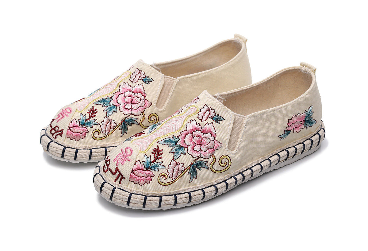 Women's Oriental Cloth With British Ethnic Style Canvas Shoes Newgew