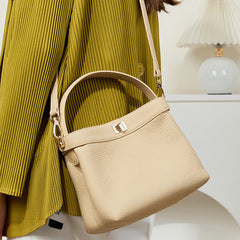 Women Minimalist Fashion Leather Bucket Bag Newgew Shoes