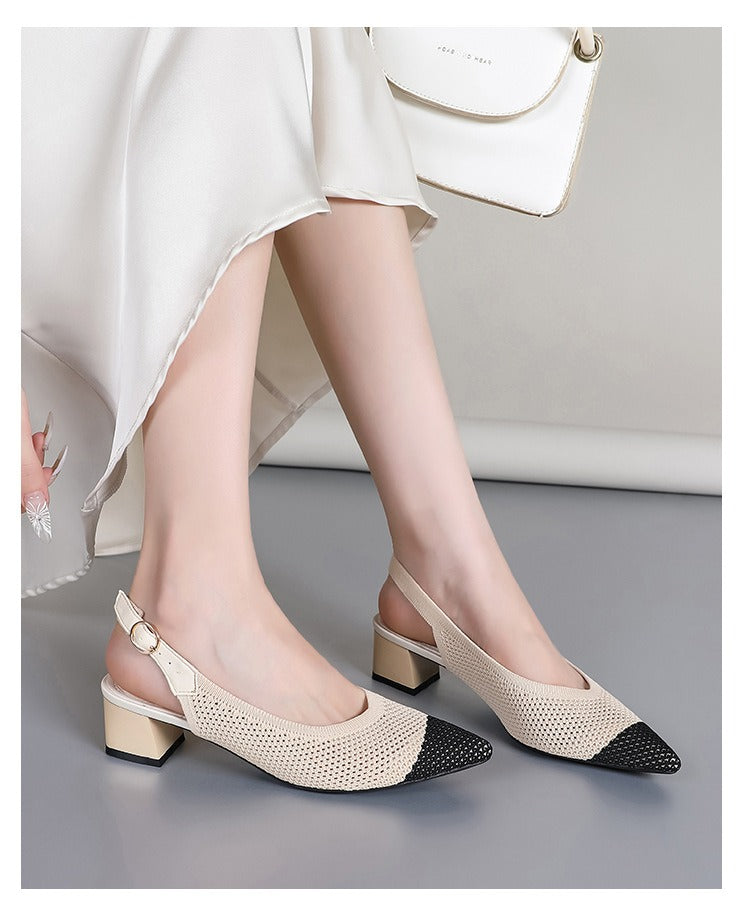Braided Toe Strappy Mid-Heeled High Heels Newgew