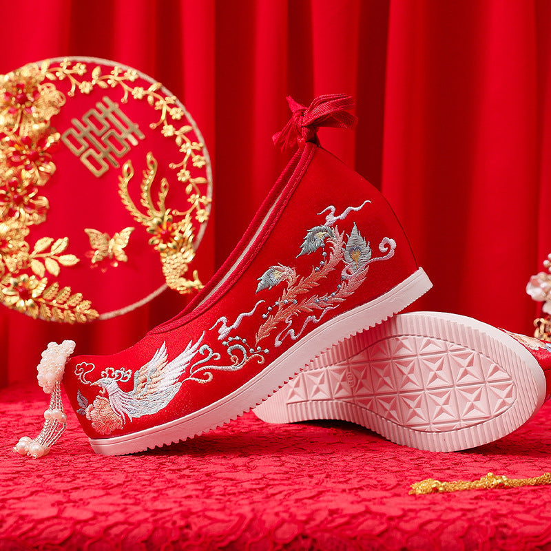 Women's Winter Fleece-lined Pearl Tassel Warped Head Canvas Shoes Newgew