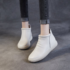 Women Minimalism Leather Flat Ankle Boots Newgew Shoes