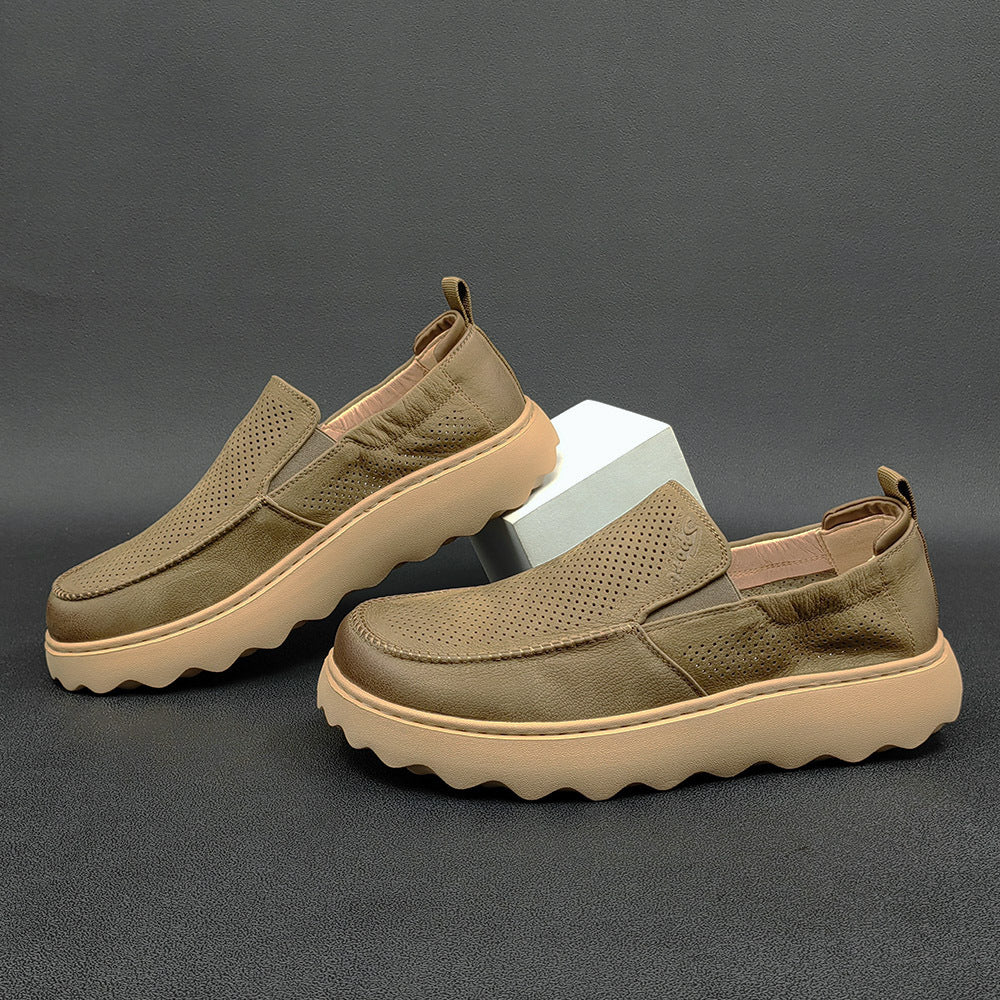 Men Summer Breathable Hollow Leather Casual Loafers Newgew Shoes