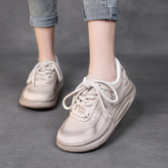 Women Fashion Breathable Leather Thick Soled Casual Shoes Newgew Shoes