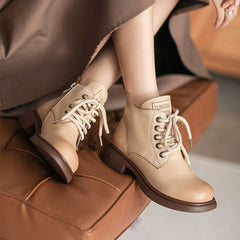 Women Retro Minimalist Leather Casual Ankle Boots Newgew Shoes