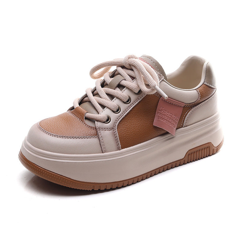 Women Fashion Leather Flat Thick Soled Casual Shoes Newgew Shoes