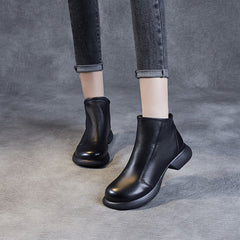 Women Retro Minimalist Soft Leather Ankle Boots Newgew Shoes