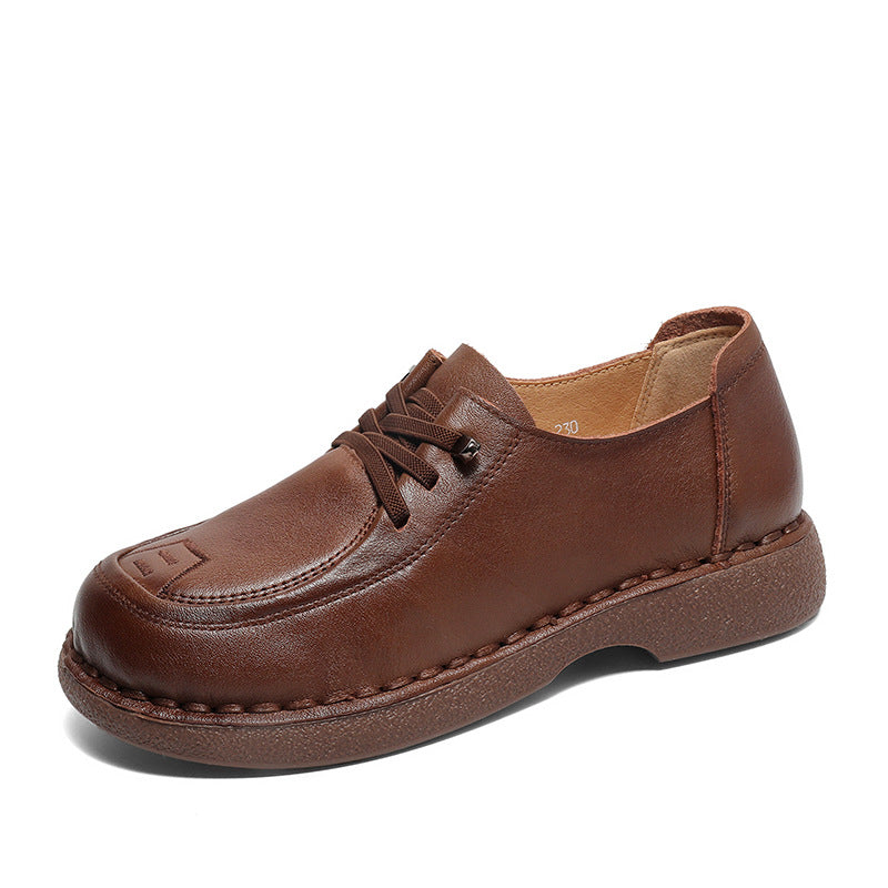 Women Retro Leather Slip-on Comfortable Casual Shoes Newgew Shoes