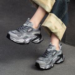 Women Retro Leather Casual Platform Dad Shoes Newgew Shoes