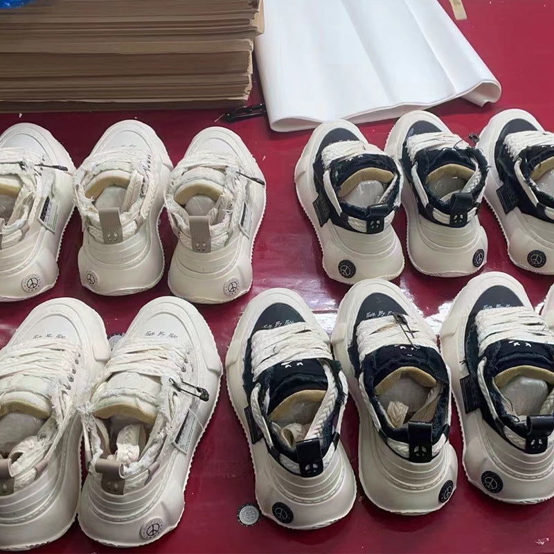 Women's Candy Hidden Big Head Smiley Face Beggar Canvas Shoes Newgew