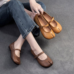 Women Retro Leather Soft Casual Buckle Flats Newgew Shoes