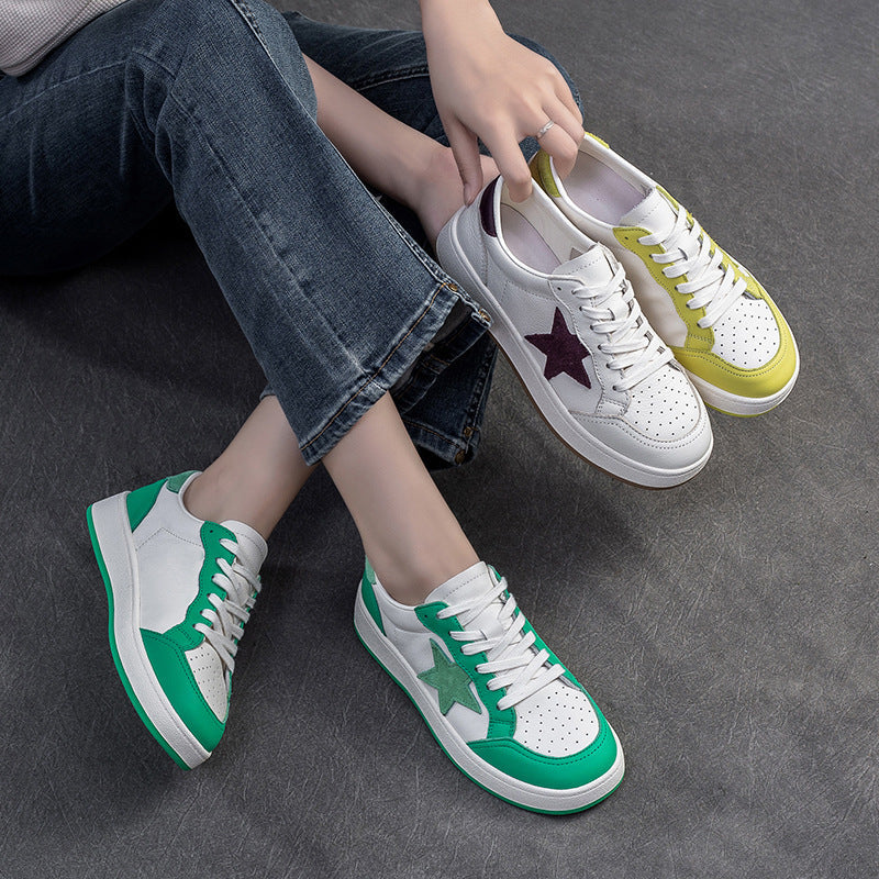 Women Fashion Leather Breathable Casual Skate Sneakers Newgew Shoes