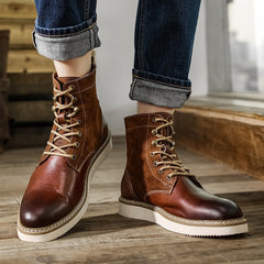 Men Retro Casual Leather Handmade Boots Newgew Shoes