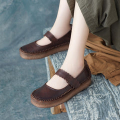 Women Retro Leather Minimalism Soft Casual Shoes Newgew Shoes