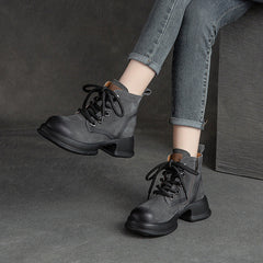 Women Autumn Retro Chunky Platform Combat Boots Newgew Shoes