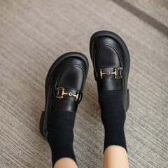 Women Retro Soft Leather Minimalist Loafers Newgew Shoes