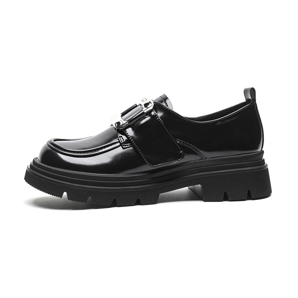 Women Fashion Glossy Velcro Tape Platform Loafers Newgew Shoes