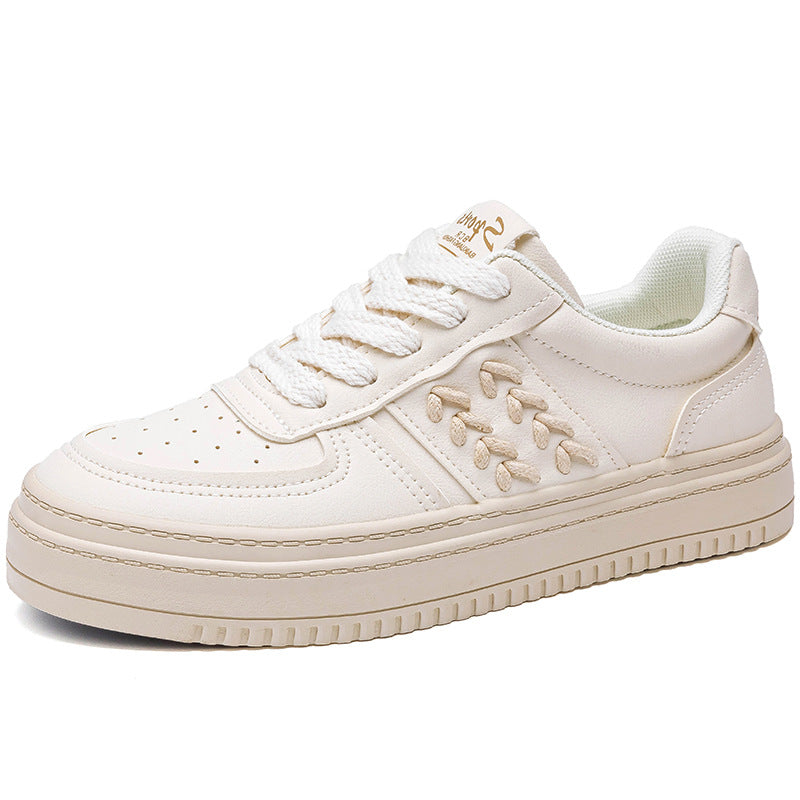 Women's White Thick-soled Fashionable Versatile Niche Comfortable Canvas Shoes Newgew