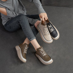 Women Fashion Leather Thick Sole Casual Shoes Newgew Shoes