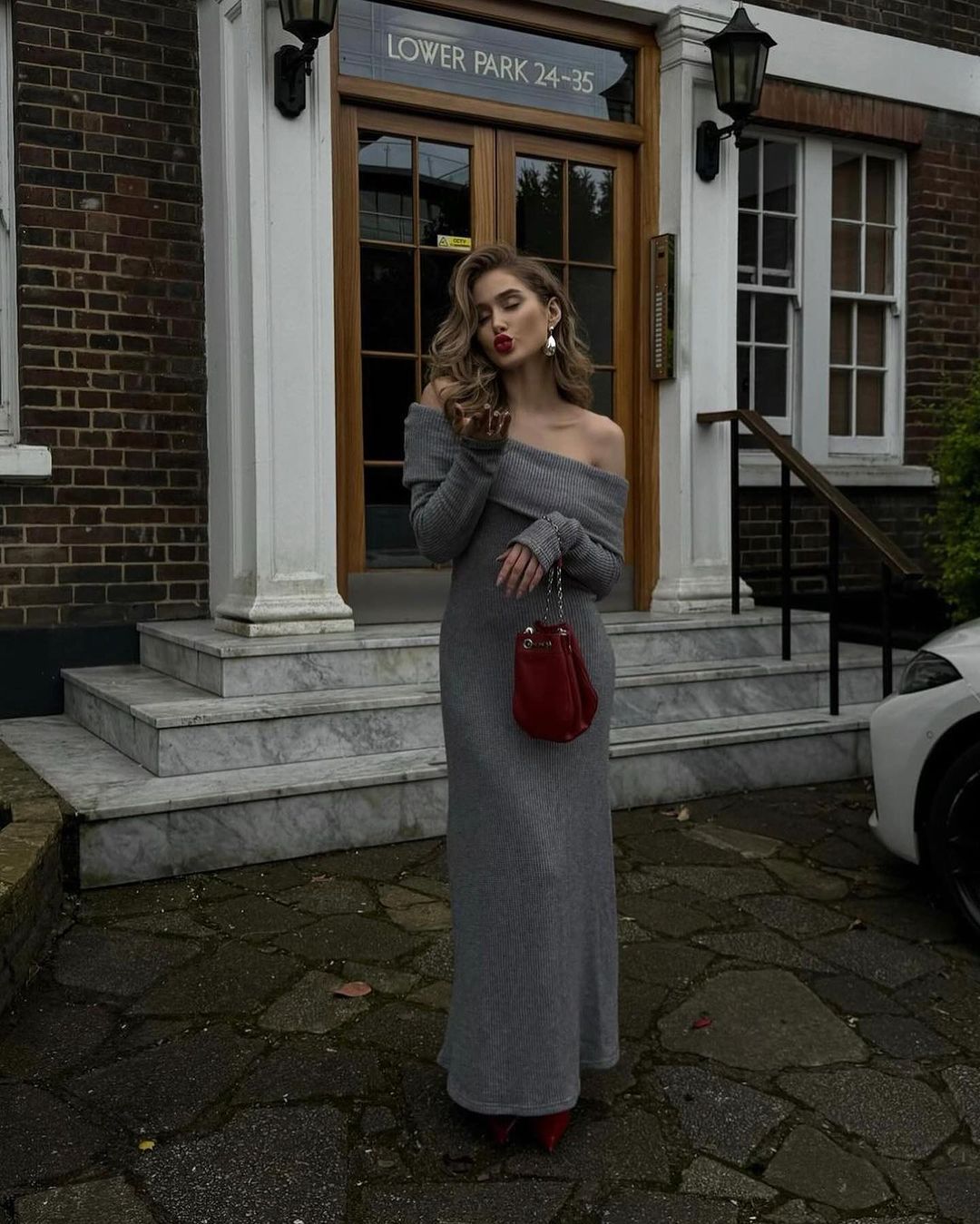 Off Shoulder Fit Knitted Maxi Dress Newgew Dresses