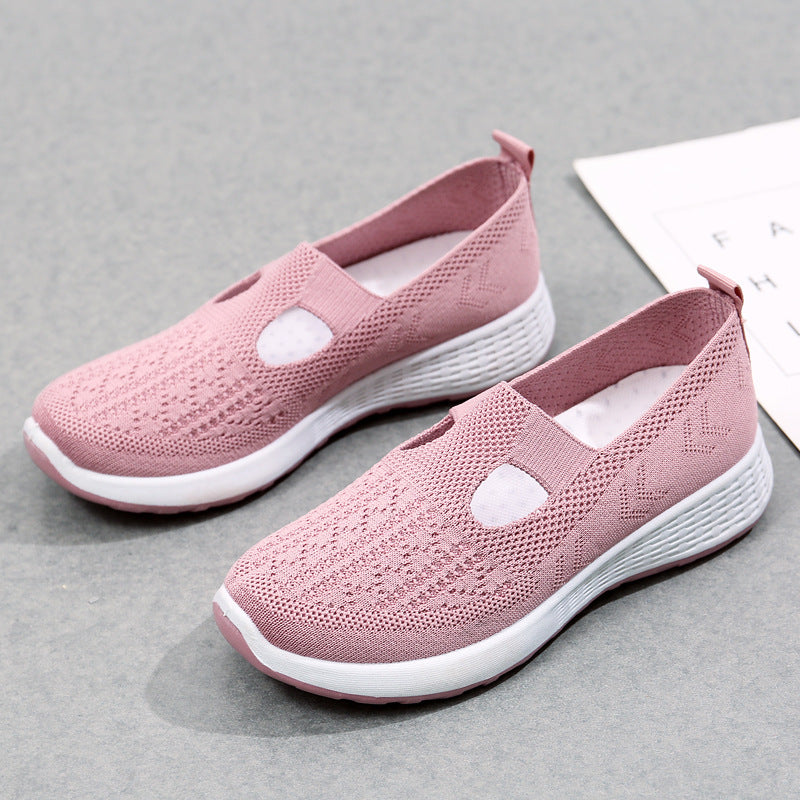Women's Cloth Low-cut Mesh Breathable Mom Soft Bottom Canvas Shoes Newgew