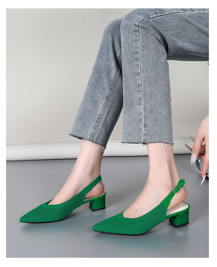 Braided Toe Strappy Mid-Heeled High Heels Newgew