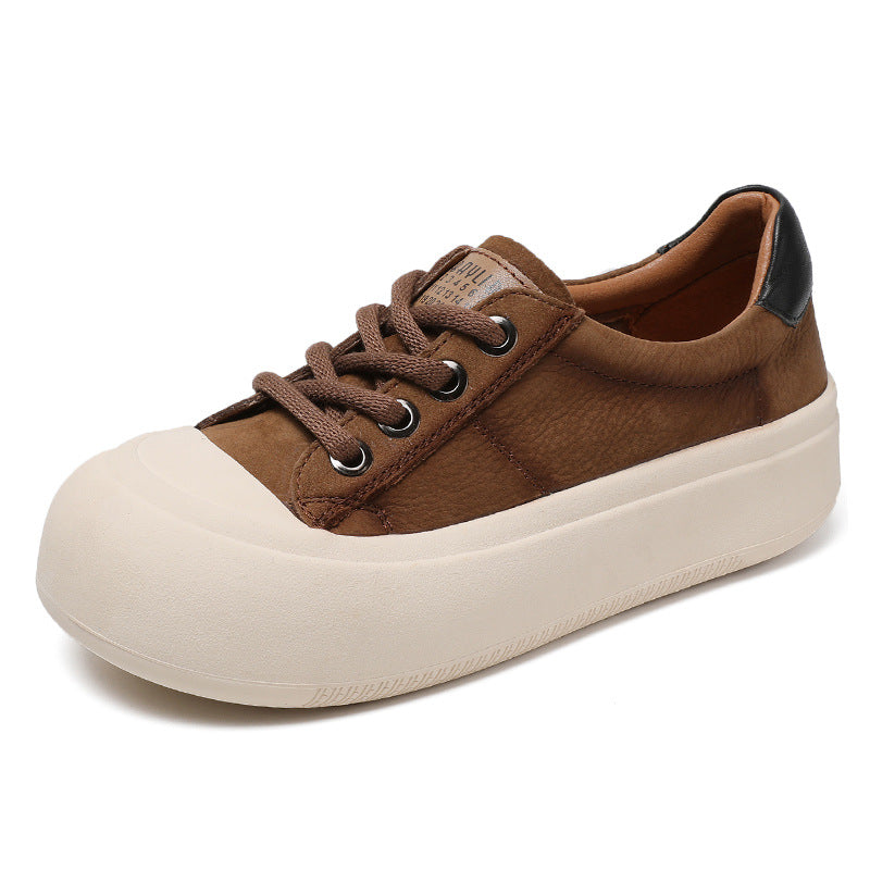 Women Fashion Leather Thick Soled Casual Shoes Newgew Shoes