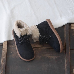 Women Retro Minimalist Suede Flat Snow Boots Newgew Shoes