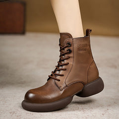 Women Retro Minimalist Soft Leather Flat Boots Newgew Shoes