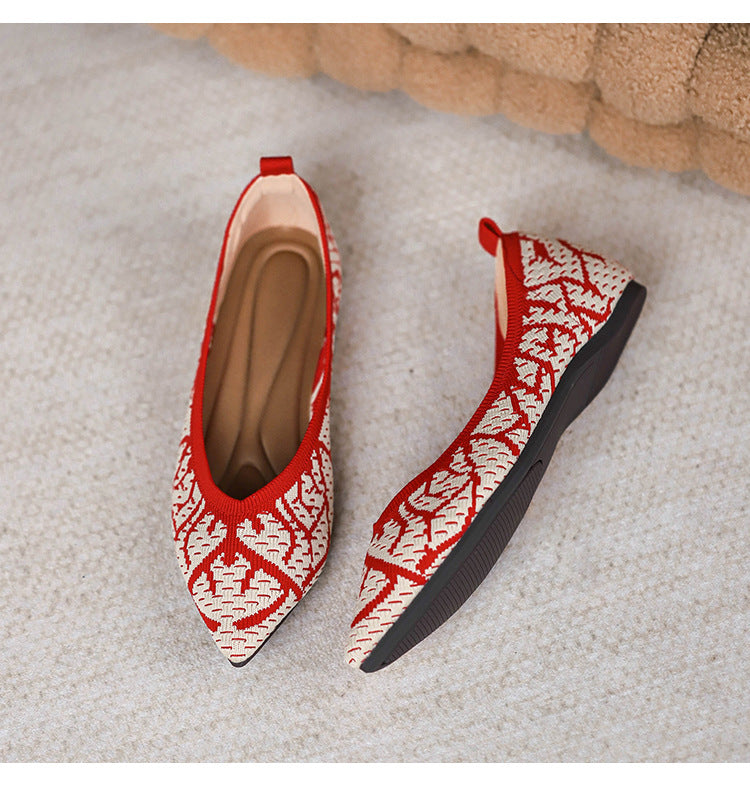 Pointed Knitted Egg Roll Flat Flying Woven Shoes NewGew