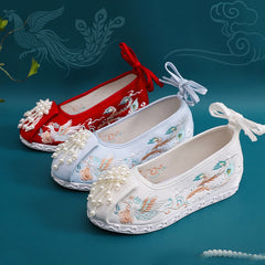 Women's Bride Old Embroidered Beaded For Canvas Shoes Newgew