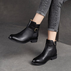 Women Classic Patchwork Leather Flat Boots Newgew Shoes