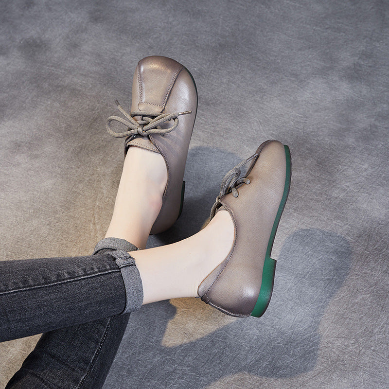 Women Retro Soft Leather Retro Flat Casual Shoes Newgew Shoes