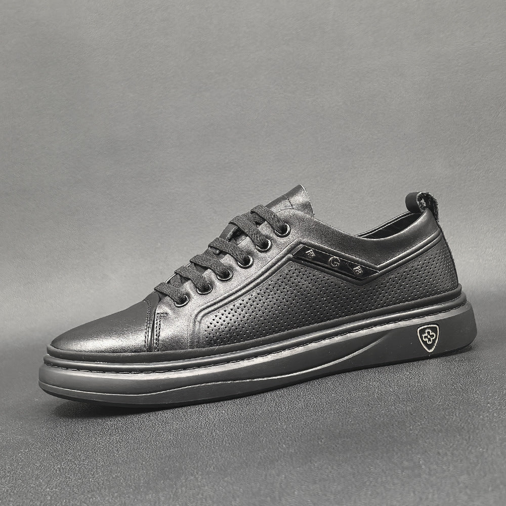 Men Fashion Breathable Hollow Leather Flat Casual Shoes Newgew Shoes
