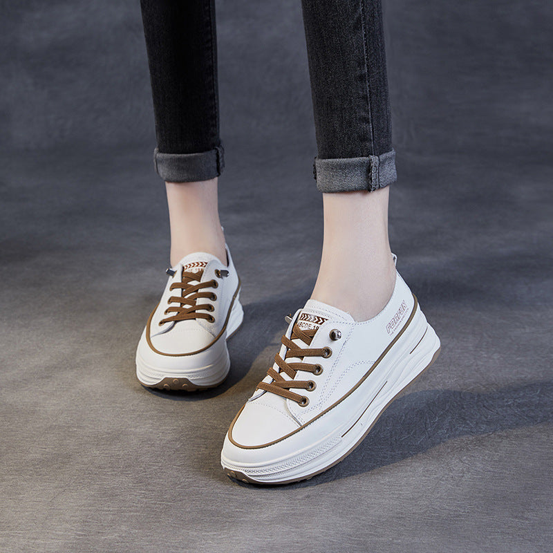 Women Fashion Leather Thick Soled Skate Casual Shoes Newgew Shoes