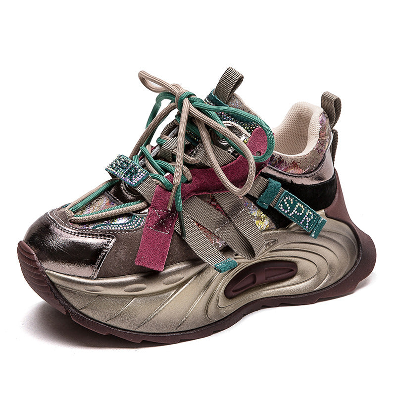 Women Fashion Patchwork Chunky Platform Dad Shoes Newgew Shoes