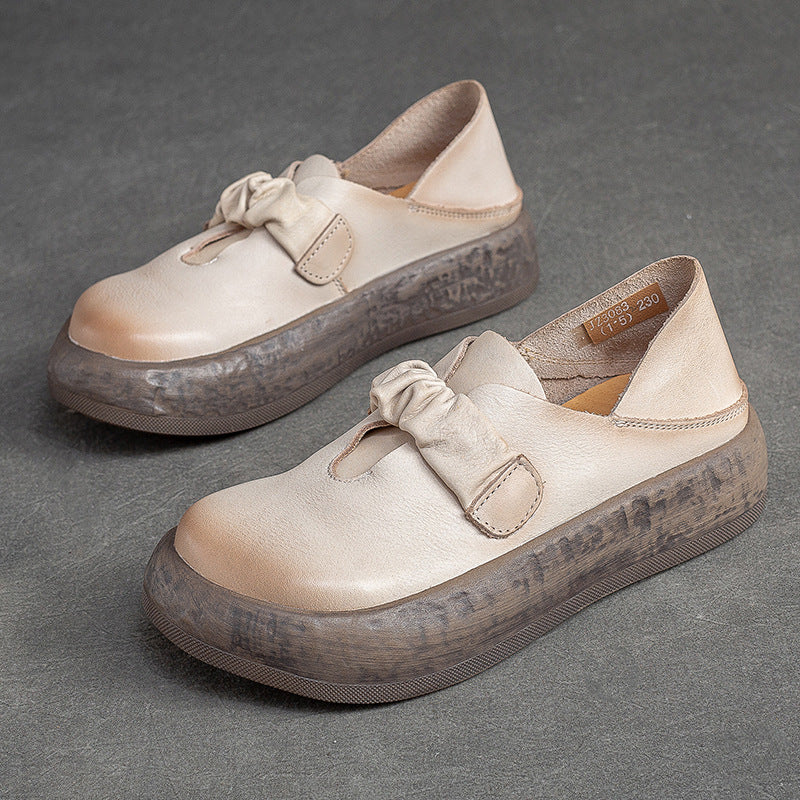 Women Retro Thick Soled Leather Minimalist Casual Shoes Newgew Shoes