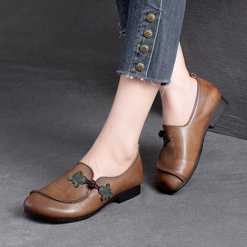 Women Flat Soft Leather Retro Casual Shoes Newgew Shoes