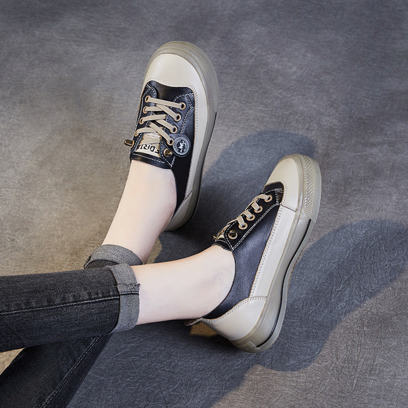 Women Fashion Minimalist Leather Flat Casual Shoes Newgew Shoes