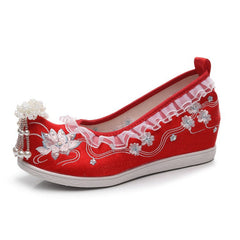 Ethnic Style Embroidered Height Increasing Insole Ancient Canvas Shoes Newgew