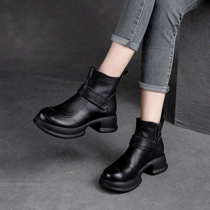 Women Minimalist Casual Platform Leather Boots Newgew Shoes