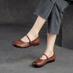 Women Retro Leather Soft Comfort Casual Flats Newgew Shoes