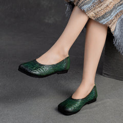 Women Retro Jacquard Leather Casual Flats Newgew Shoes