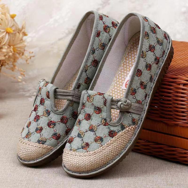 Women's Old Beijing Cloth Embroidered Ethnic Style Woven Soft Canvas Shoes Newgew