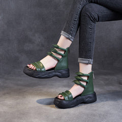 Women Leather Rope Handmade Platform Sandals Newgew Shoes